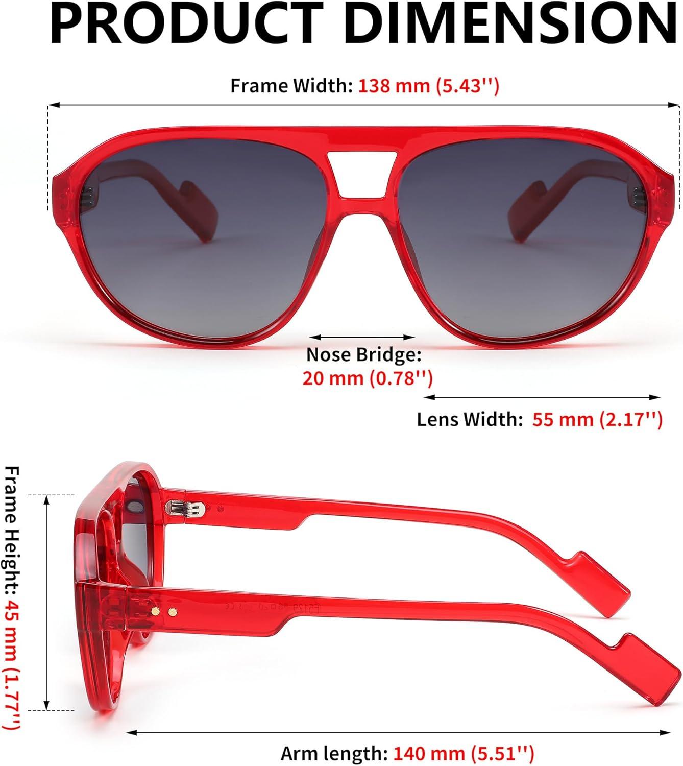 imageFEISEDY Sunglasses Women Men Polarized Small 70s Aviator Frame Retro Vintage Sun Glasses B2373Transparent Red Frame Grey Lens