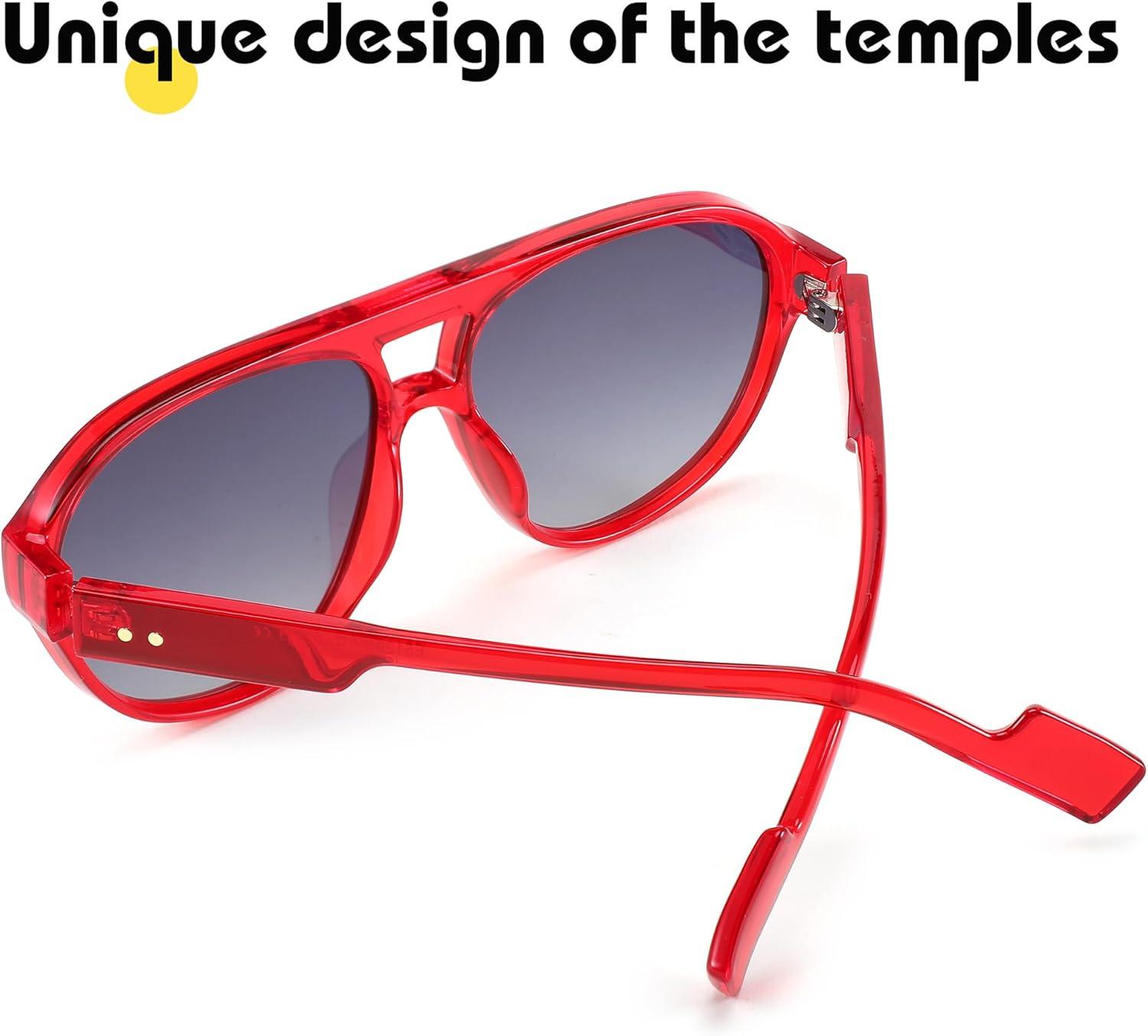 imageFEISEDY Sunglasses Women Men Polarized Small 70s Aviator Frame Retro Vintage Sun Glasses B2373Transparent Red Frame Grey Lens
