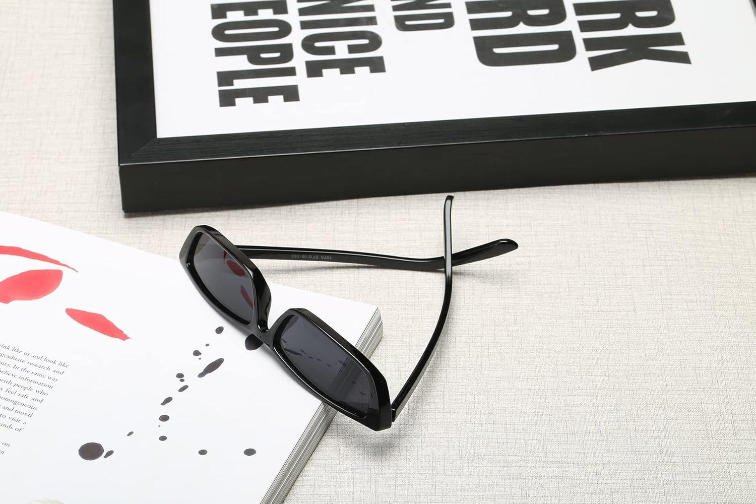 imageFEISEDY Vintage Square Small Sunglasses Cateye Women Acetate Frame Eyewear B2292Black