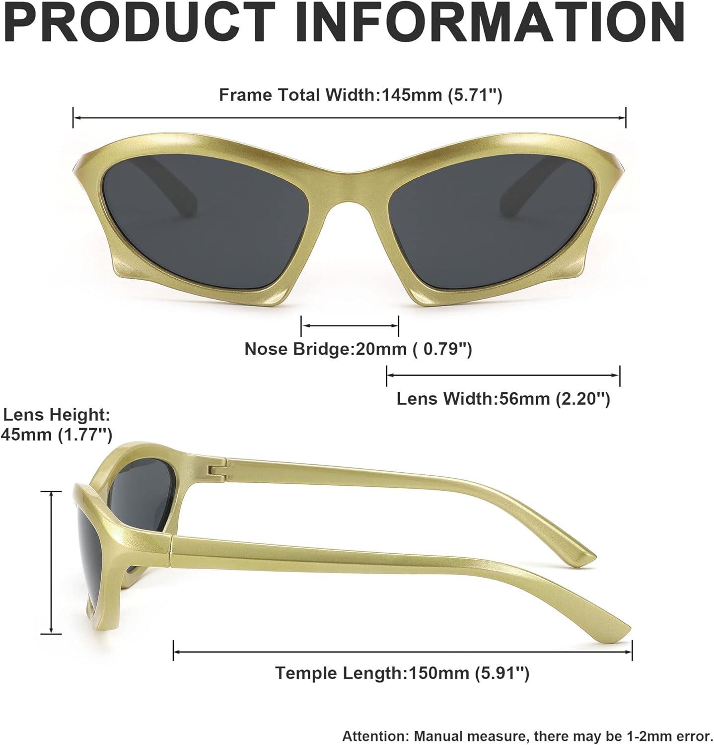 imageFEISEDY Wrap Around Fashion Sunglasses for Women Men Vintage Trendy Y2K Sunglasses Cool Bat Sport Sun Glasses B2335002 Yellow FrameGray Lens
