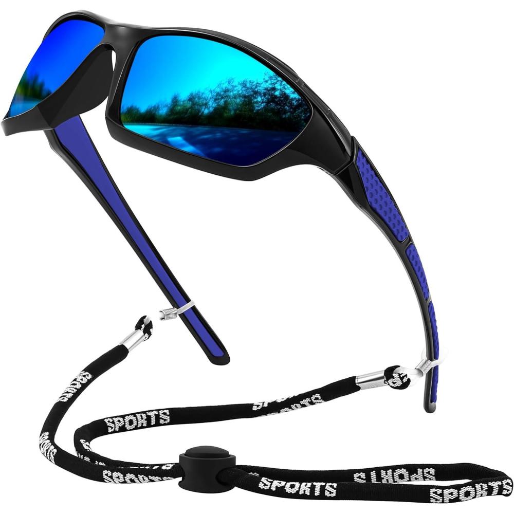 imageFEISEDY 3PACK Sport Polarized Sunglasses Men Women Outdoor Fishing Running Baseball Sun Glasses UV400 Protection B9162Blue
