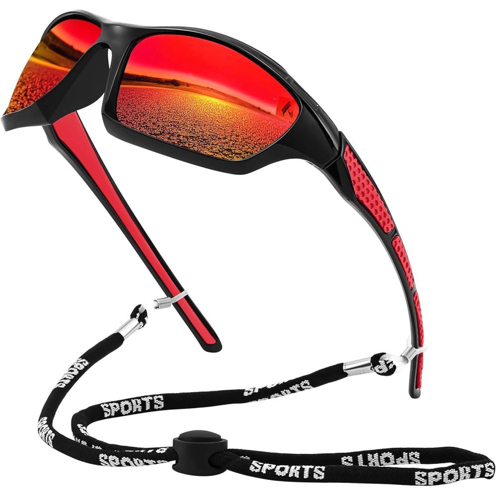 imageFEISEDY 3PACK Sport Polarized Sunglasses Men Women Outdoor Fishing Running Baseball Sun Glasses UV400 Protection B9162Red