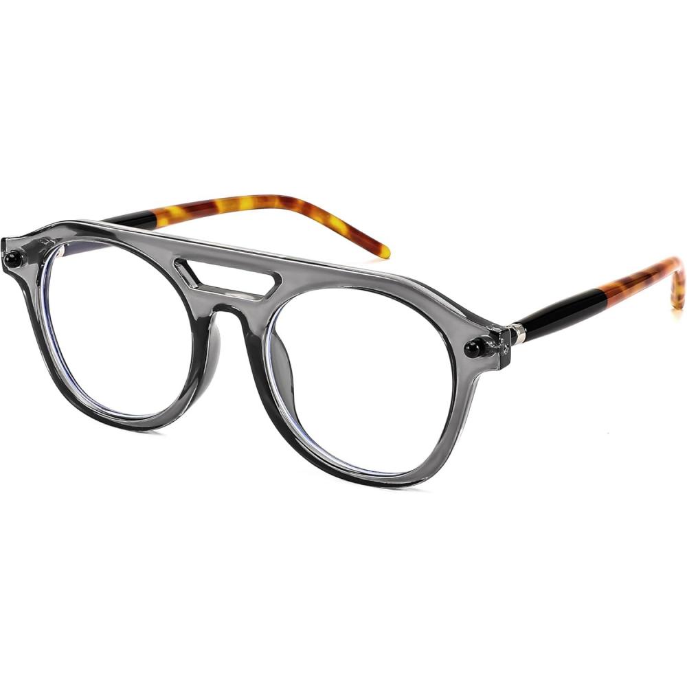 imageFEISEDY 70s Aviator Blue Light Blocking Glasses Square Pilot Frame Anti Glare Computer Glasses Women Men B0052004 Grey Leopard