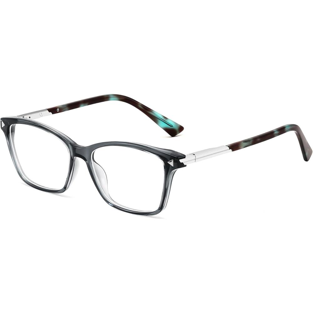 imageFEISEDY AntiBlue Light Blocking Glasses with TR90 Anti Eyestrain for Women Men to TV Phone Computer and Gaming B0370Transparent Green