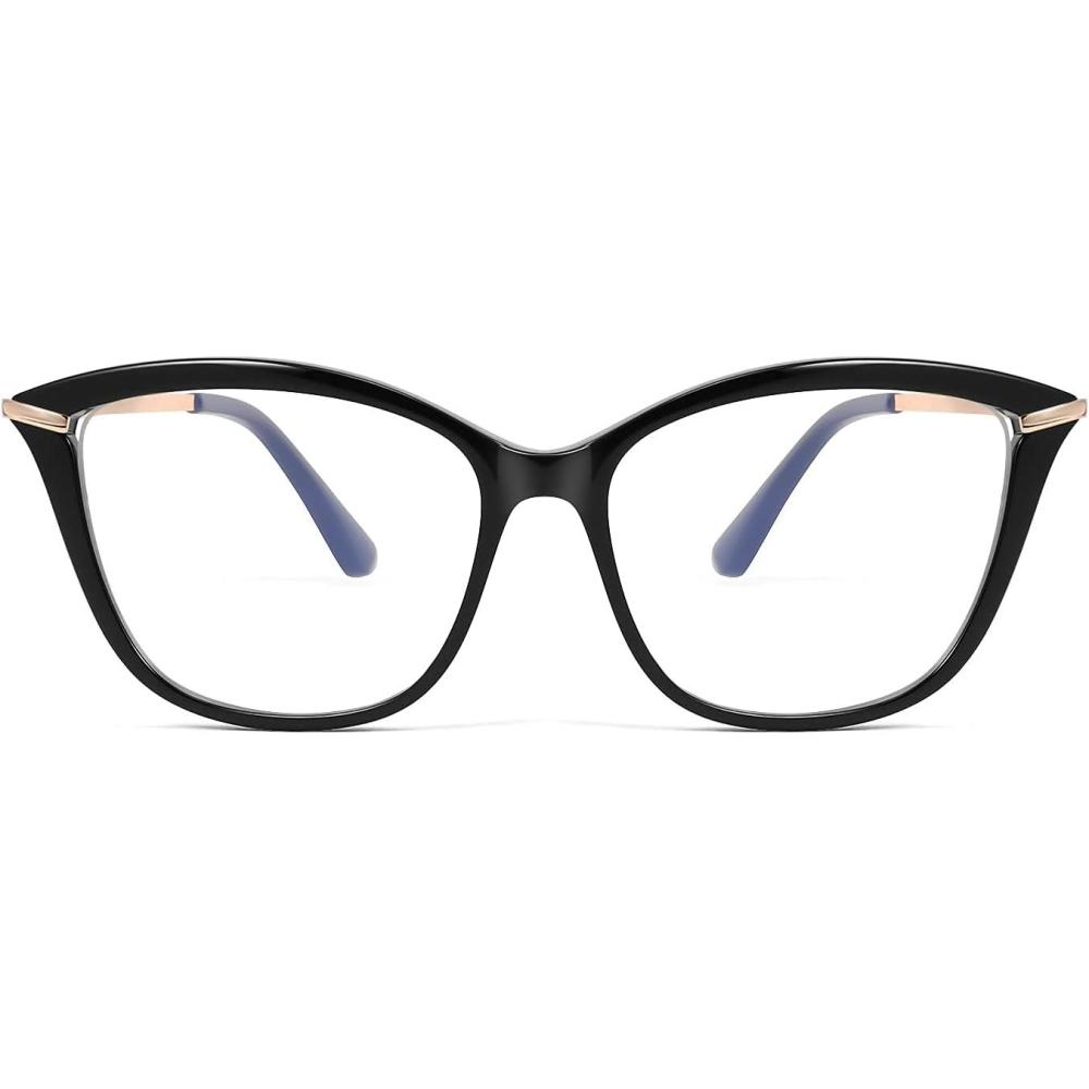 imageFEISEDY Blue Light Blocking Glasses Computer Glasses Women Men Cateye TR90 Frame B2772Black