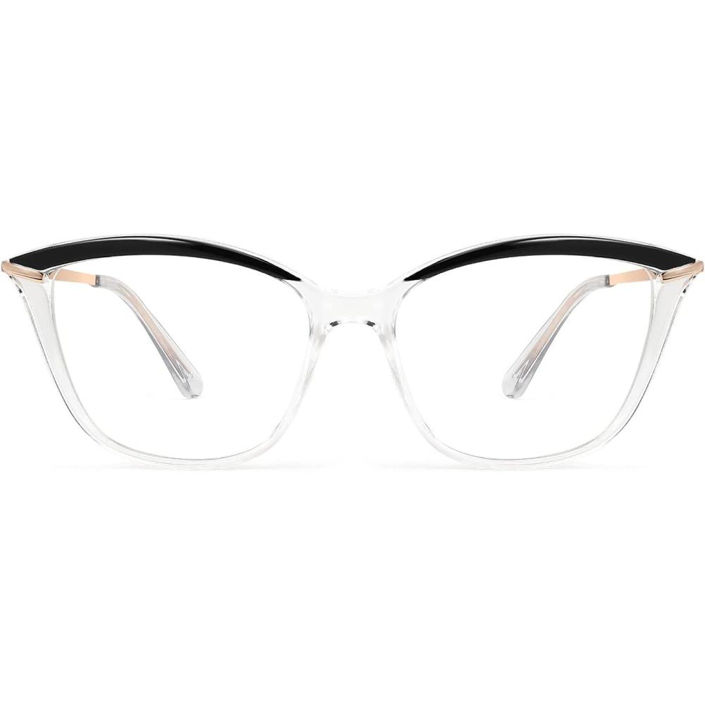 imageFEISEDY Blue Light Blocking Glasses Computer Glasses Women Men Cateye TR90 Frame B2772Clear