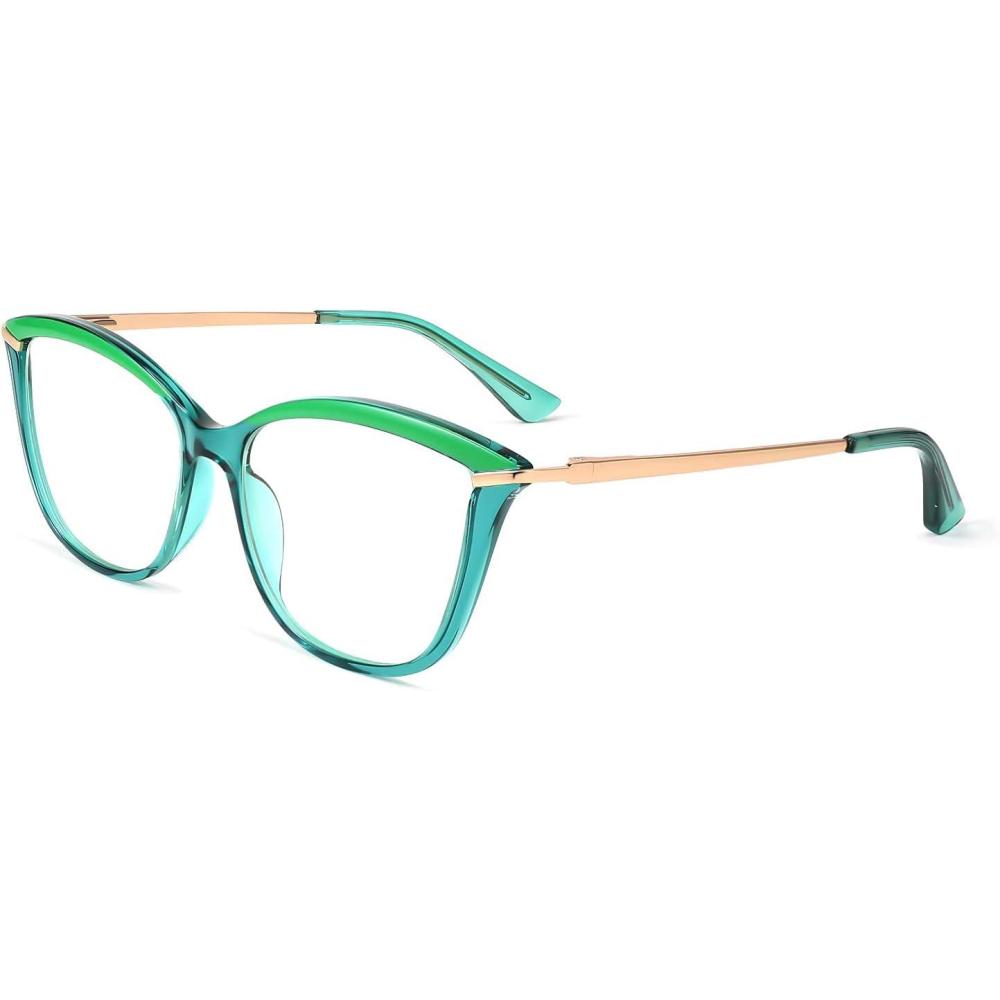 imageFEISEDY Blue Light Blocking Glasses Computer Glasses Women Men Cateye TR90 Frame B2772Green