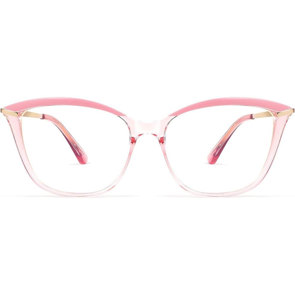 imageFEISEDY Blue Light Blocking Glasses Computer Glasses Women Men Cateye TR90 Frame B2772Pink