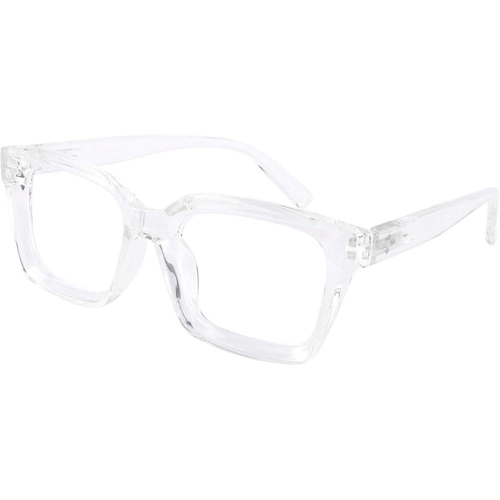 imageFEISEDY Blue Light Blocking Glasses Men Women Classic Thick Square Rim Frame Eyeglasses B2661003 Clear