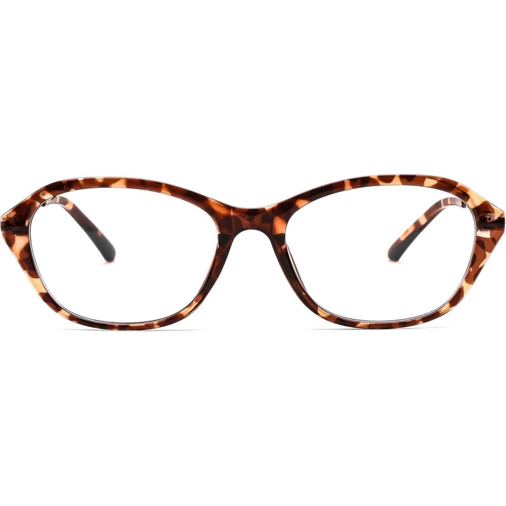 imageFEISEDY Blue Light Blocking Glasses for Women Fashion Small Face Nerd Fake Eyeglasses New Vintage Frame B0262Tortoise