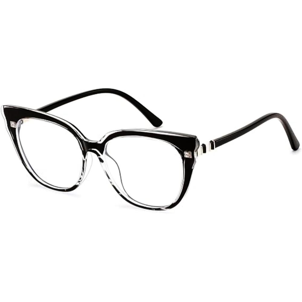 imageFEISEDY Cat Eye Blue Light Blocking Glasses for Women Anti Eyestrain ampamp UV B0182Transparent Black