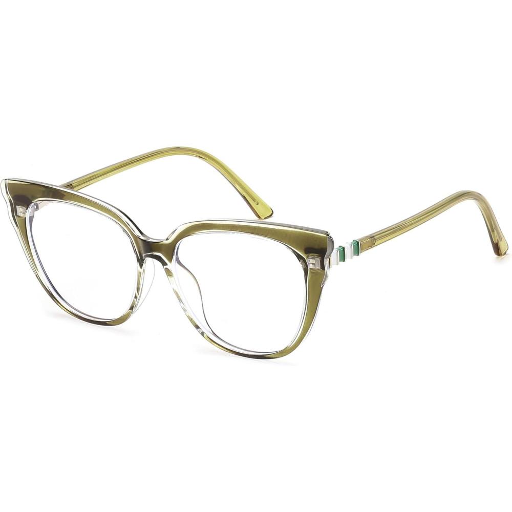 imageFEISEDY Cat Eye Blue Light Blocking Glasses for Women Anti Eyestrain ampamp UV B0182Transparent Green