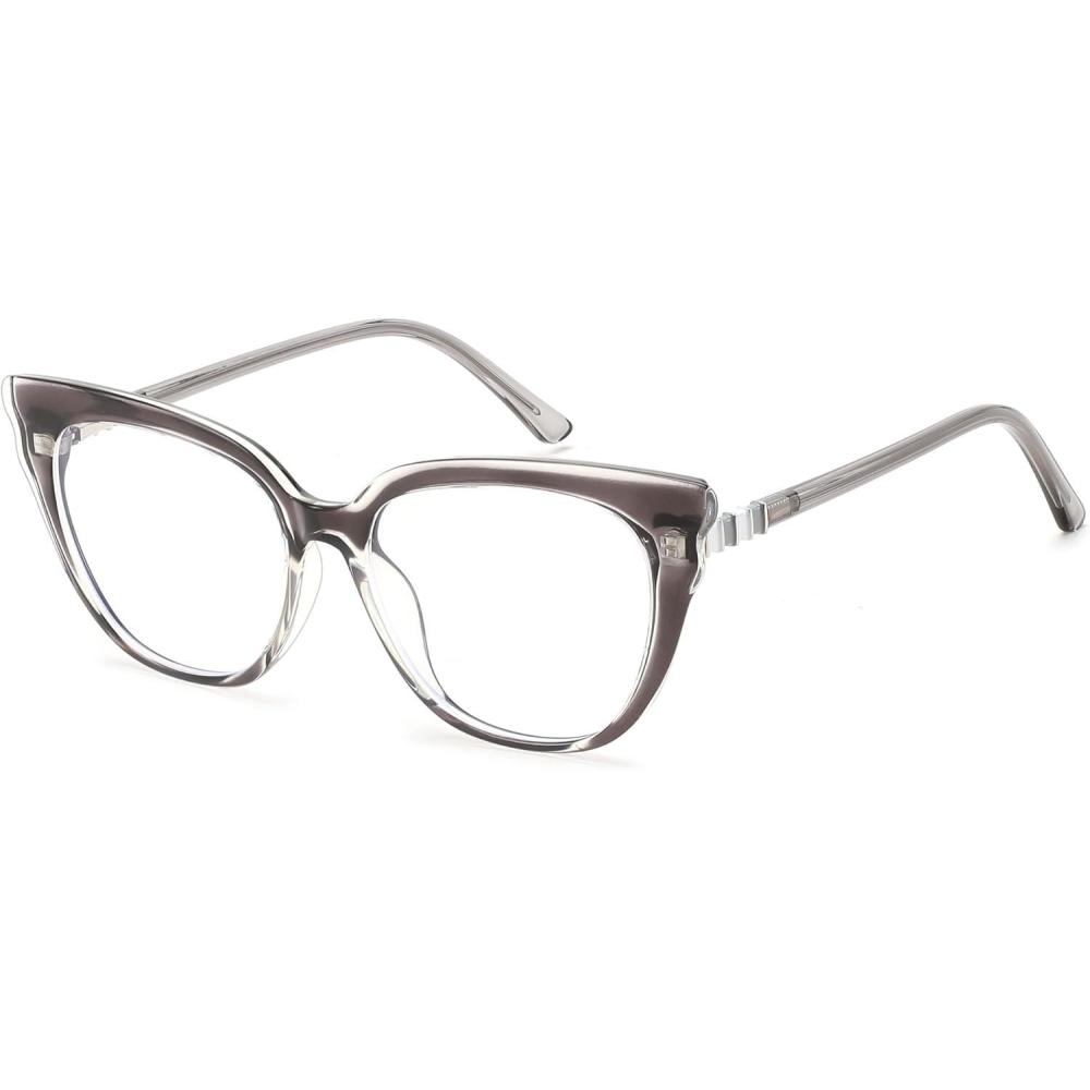 imageFEISEDY Cat Eye Blue Light Blocking Glasses for Women Anti Eyestrain ampamp UV B0182Transparent Grey