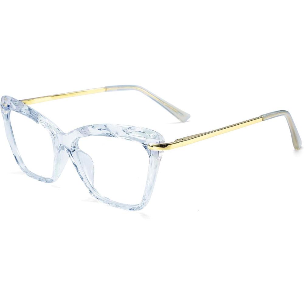 imageFEISEDY Cat Eye Glasses Frame Clear Lenses Lightweight Eyewear for Women B2440Blue