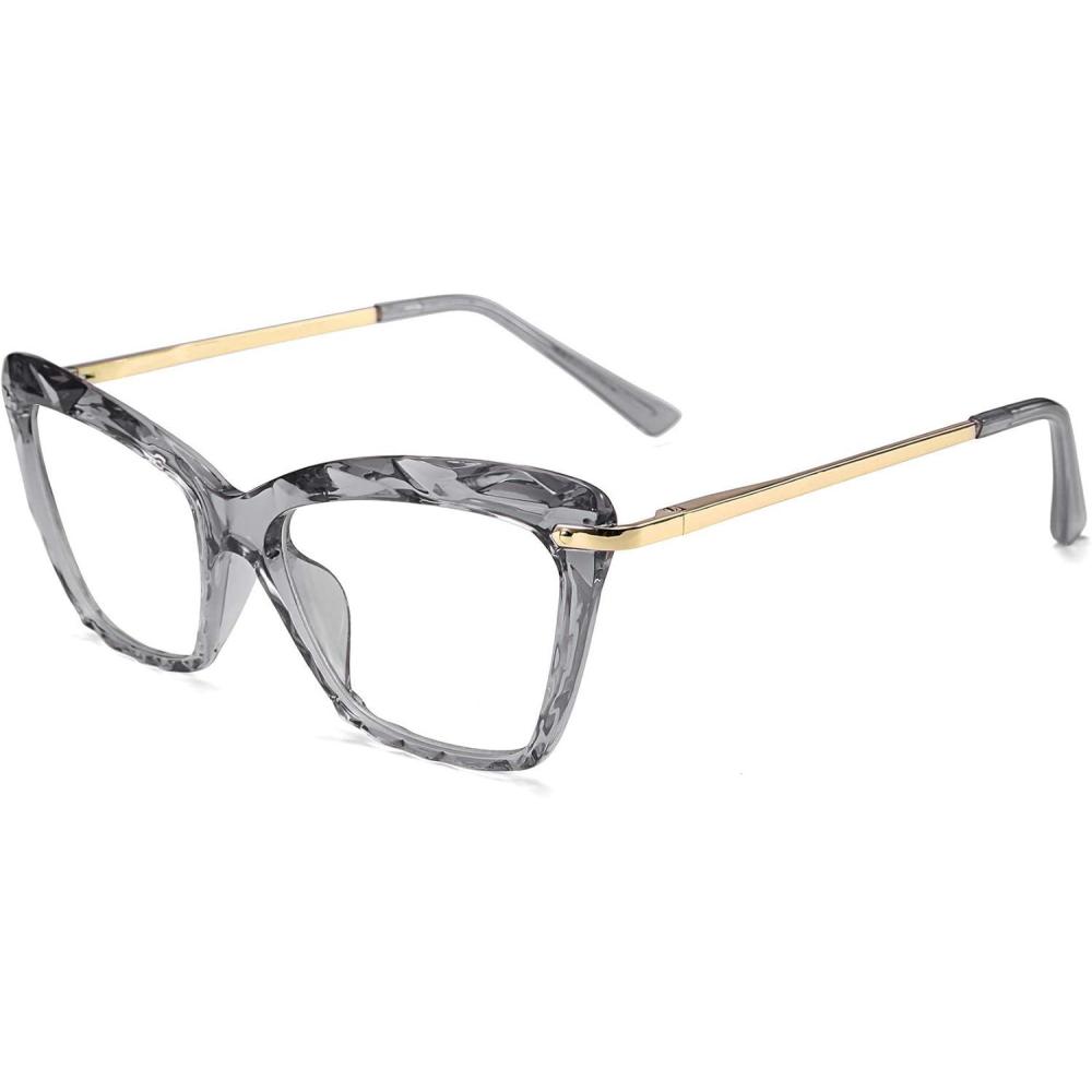 imageFEISEDY Cat Eye Glasses Frame Clear Lenses Lightweight Eyewear for Women B2440Grey