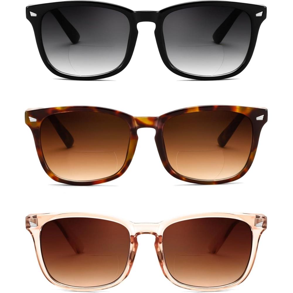 imageFEISEDY Classic Bifocal Reader Sunglasses for Women Men Square Blue Light Reading Glasses B0231Blackteatortoise