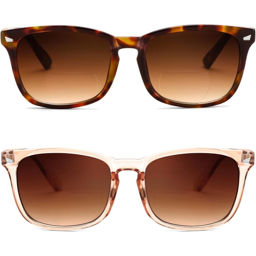 imageFEISEDY Classic Bifocal Reader Sunglasses for Women Men Square Blue Light Reading Glasses B0231Tortoisetea
