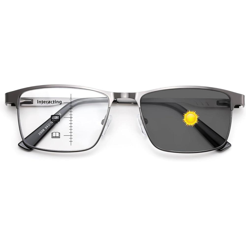 imageFEISEDY Classic Blue Light Reading Glasses MenMetal Frame Readers with Spring Hinge Anti Glare Eyeglasses for Reading B0337PhotochromicmultifocalGun Grey