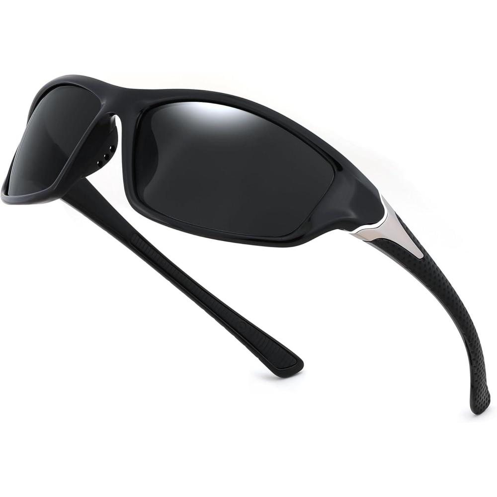 imageFEISEDY Classic Men Polarized Sports Sunglasses Night Driving Yellow Lenses Cycling Fishing Driving Glasses B2674Black FrameGrey Lens