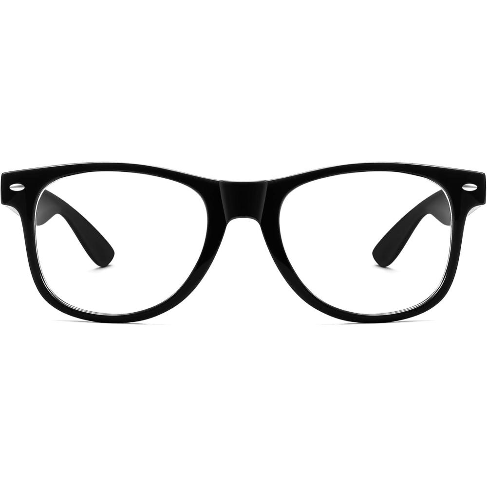 imageFEISEDY Classic Square Eyewear Frame Clear Lens Retro Nerd Fake Glasses for Men Women Cosplay Costume Eyeglasses B0276Black