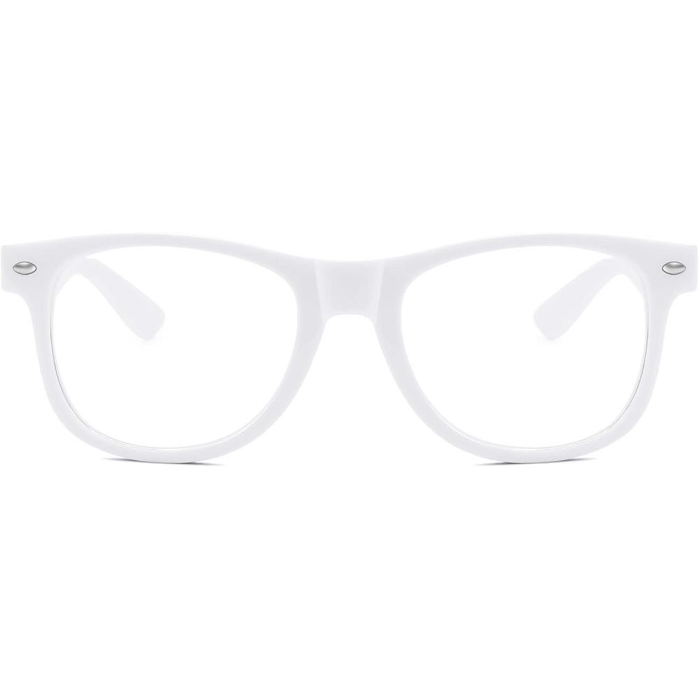 imageFEISEDY Classic Square Eyewear Frame Clear Lens Retro Nerd Fake Glasses for Men Women Cosplay Costume Eyeglasses B0276White