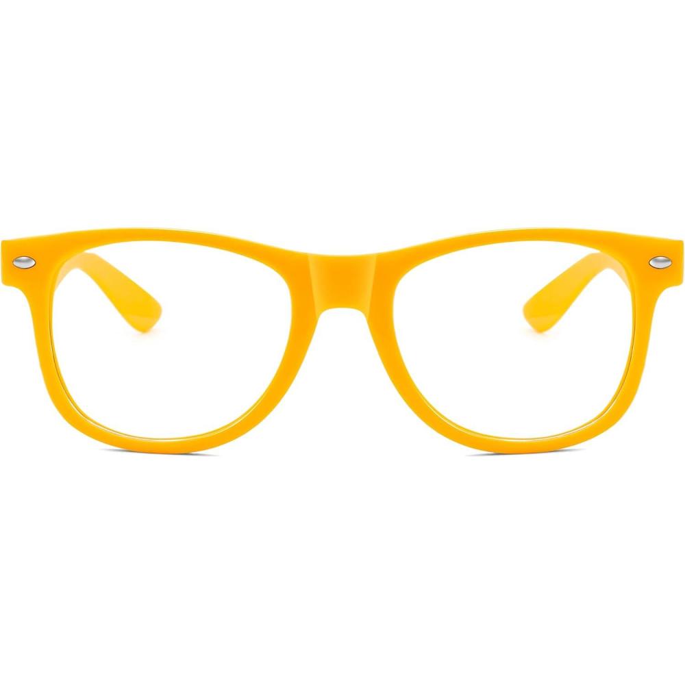 imageFEISEDY Classic Square Eyewear Frame Clear Lens Retro Nerd Fake Glasses for Men Women Cosplay Costume Eyeglasses B0276Yellow