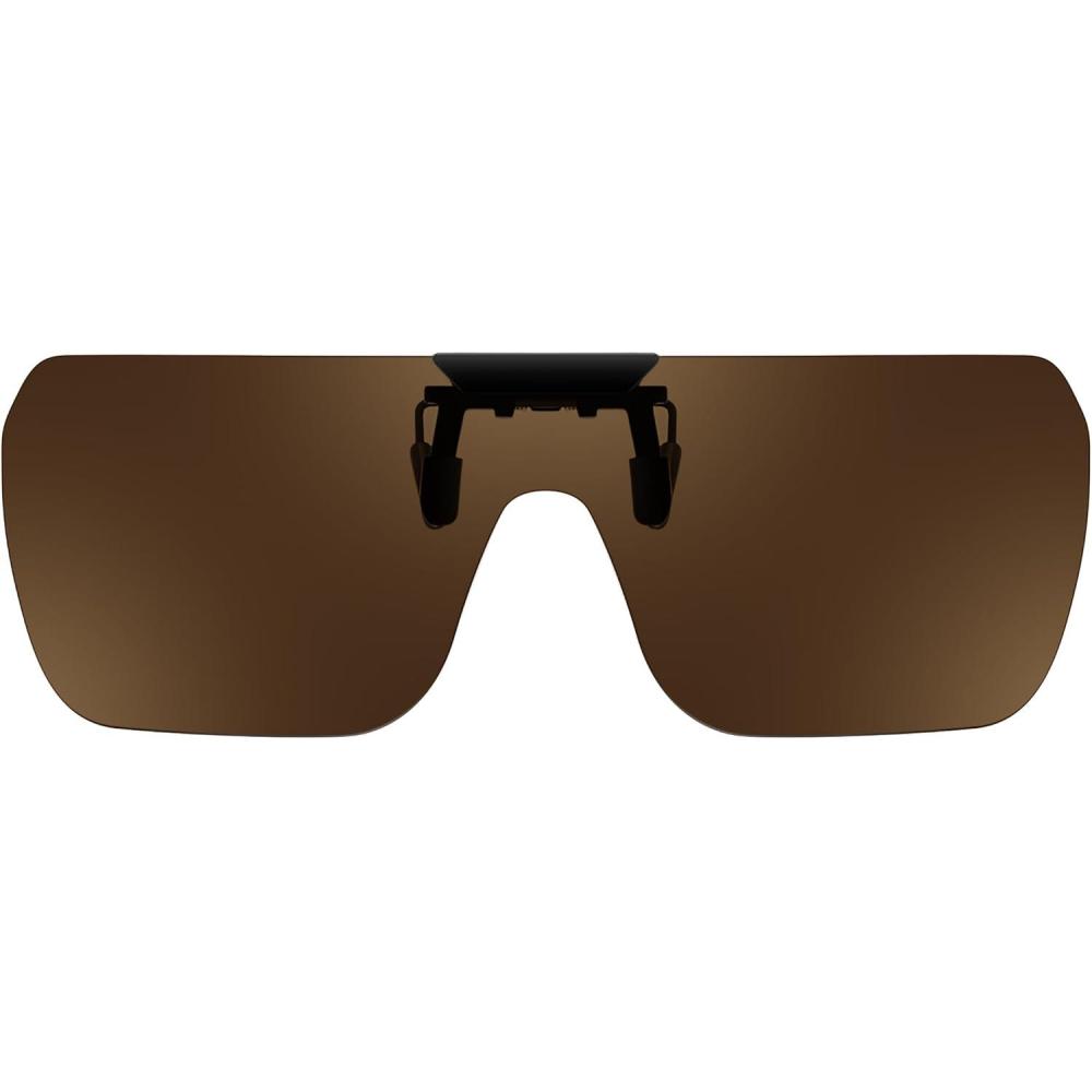 imageFEISEDY Clipon Flip Up Rimless One Piece Sunglasses for Glasses TAC Lenses B0345Brown