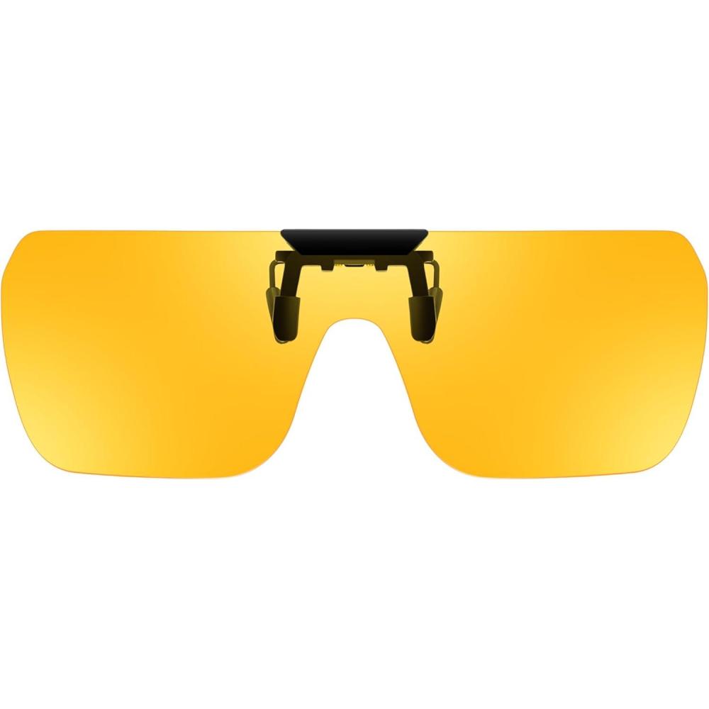 imageFEISEDY Clipon Flip Up Rimless One Piece Sunglasses for Glasses TAC Lenses B0345Yellow Night Vision