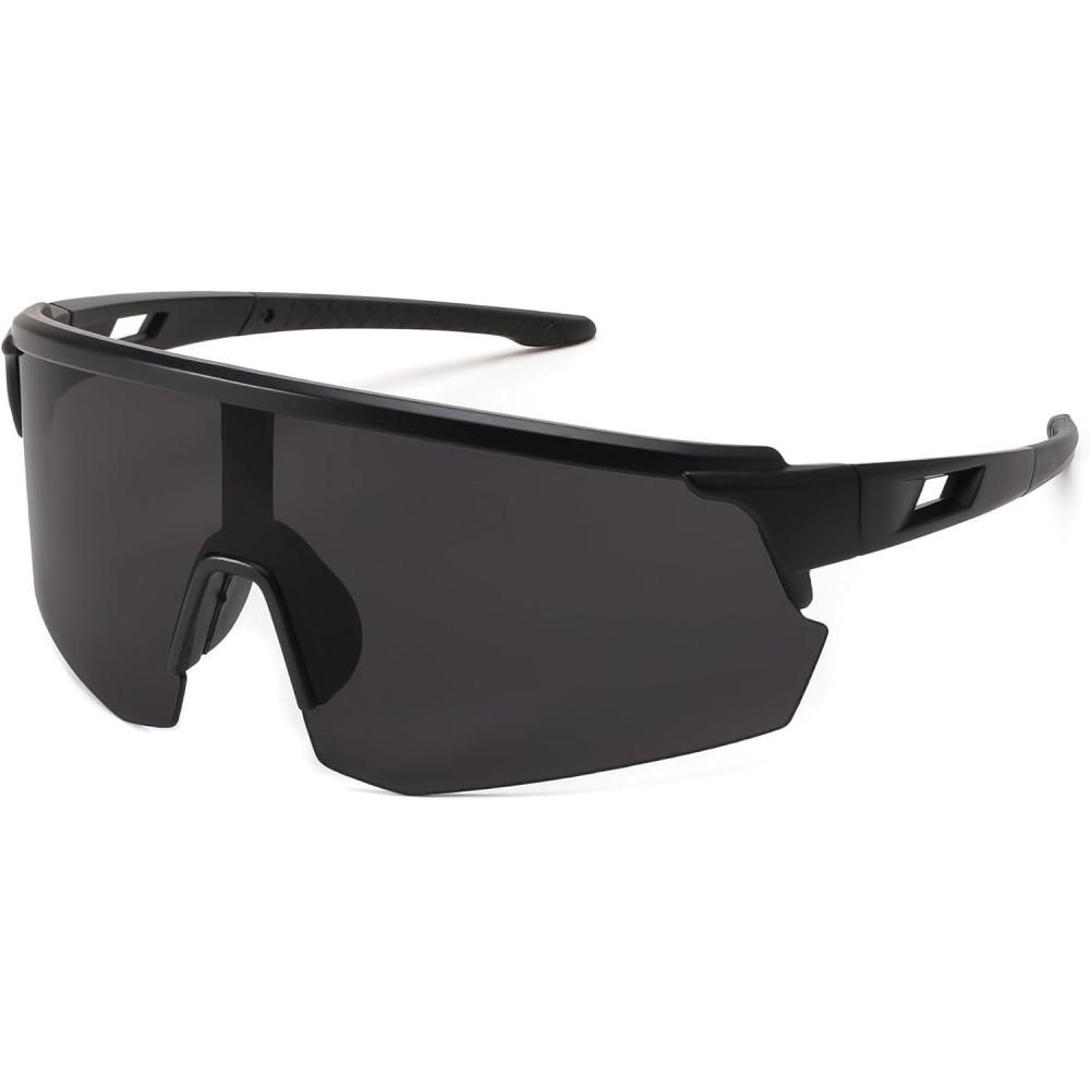 imageFEISEDY Cycling Sunglasses for Men Women Sports Glasses for Youth Running Baseball Shades UV400 Protection B0108Black Frame Grey Lens