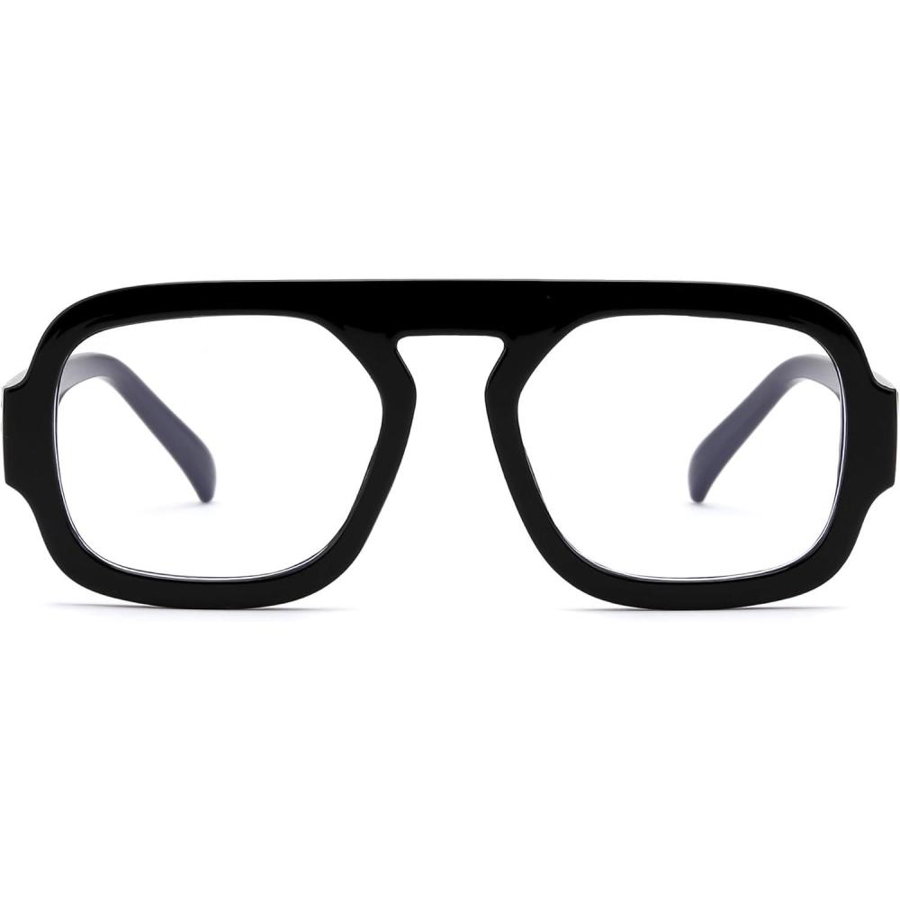 imageFEISEDY Fashion Blue Light Blocking Glasses for Woman Men Trendy Vintage Square Frame Stylish Fake Eyeglasses B0285Black