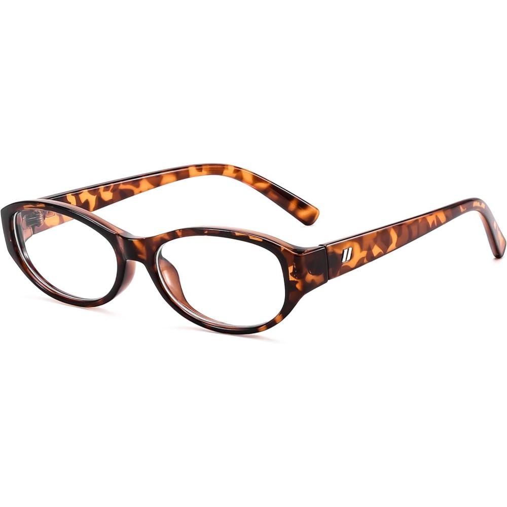 imageFEISEDY Fashion Blue Light Blocking Glasses for Women Vintage Small Lightweight Glasses Fake Nerd Y2K Frame B0256Tortoise