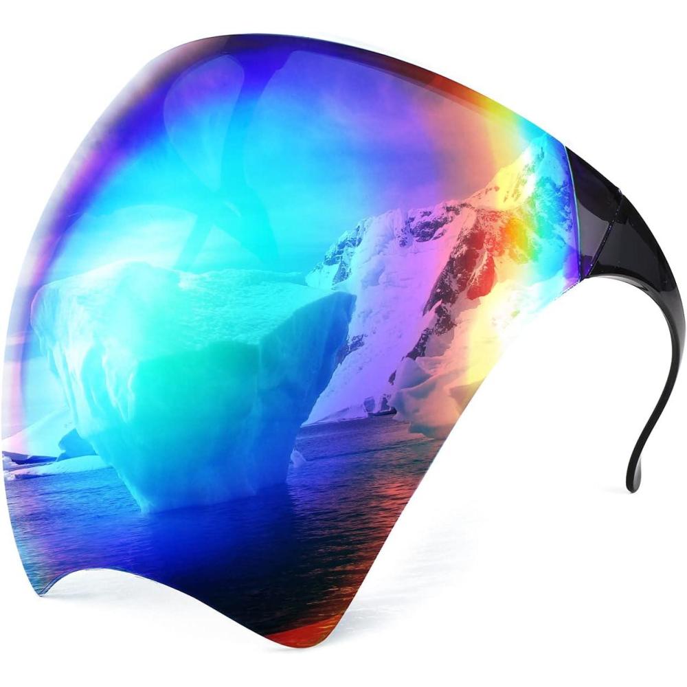 imageFEISEDY Full Cover Face Visor Protective Glasses Mirror Shield Sunglasses Anti Fog B2781001 Black Green Rainbow Mirror