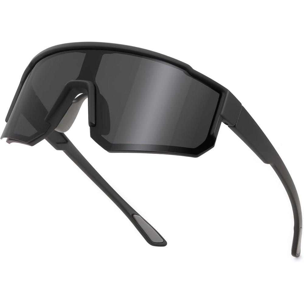 imageFEISEDY Kids Sunglasses Youth Baseball Polarized Sunglasses Sports Lightweight TR90 Frame Boys Girls Cycling B0213Black Frame Grey Lens