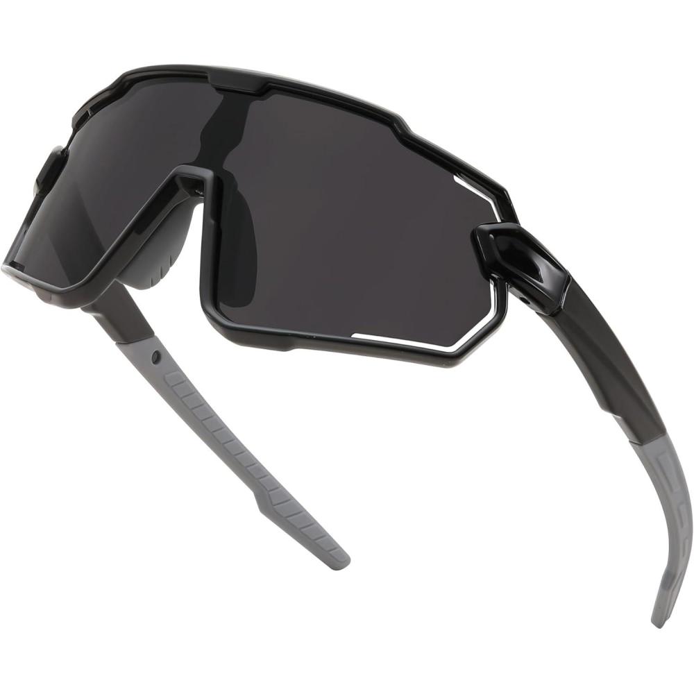 imageFEISEDY Kids Teens Baseball Polarized Sunglasses Lightweight Frame UV400 Sports Cycling Shades for Boys Girls B0190Black Frame Grey Lens