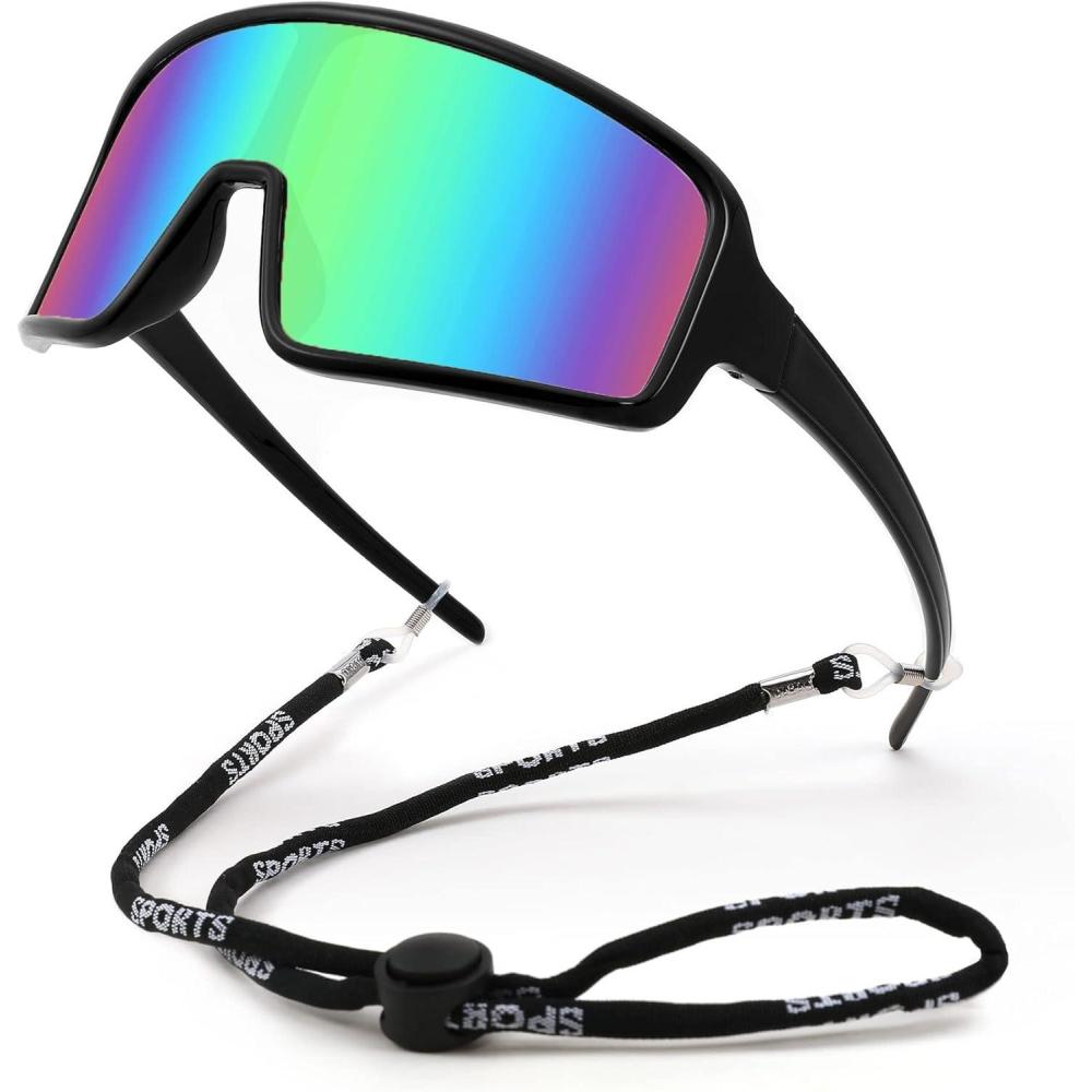 imageFEISEDY Men Women Sports Sunglasses Baseball Sun Glasses Cycling Fishing Running Trekking 80s 90s Youth Visor UV400 B2962Black Frame