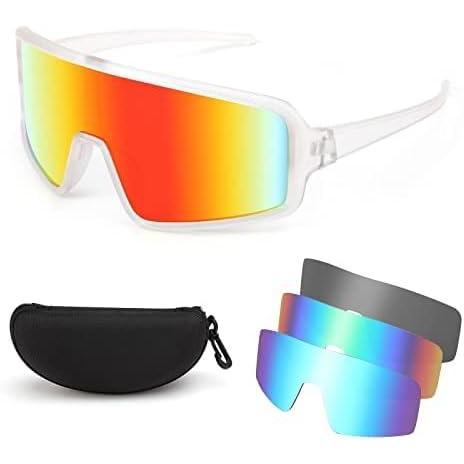 imageFEISEDY Men Women Sports Sunglasses Baseball Sun Glasses Cycling Fishing Running Trekking 80s 90s Youth Visor UV400 B2962Clear Frame