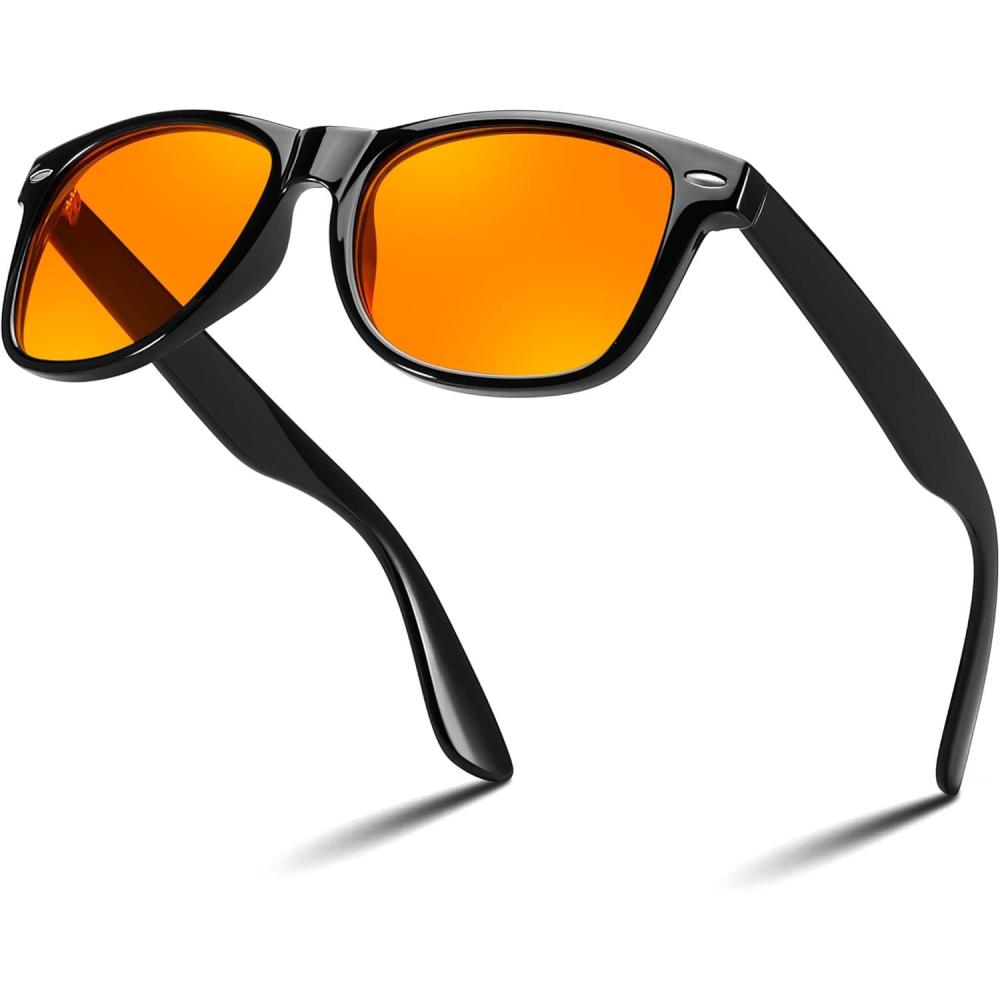 imageFEISEDY Orange Blue Light Blocking Glasses for Woman Men Amber Lenses Computer Gaming Glasses for Better SleepClassicblack01