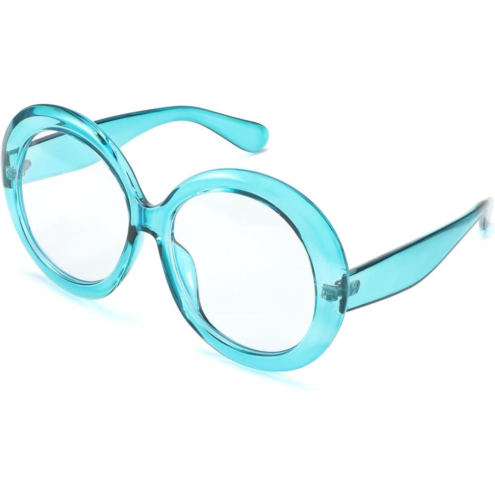imageFEISEDY Oversized Blue Light Blocking Glasses Women Men Retro Big Round Frame Eyewear Clear Lens Computer Glasses B2997002 Blue