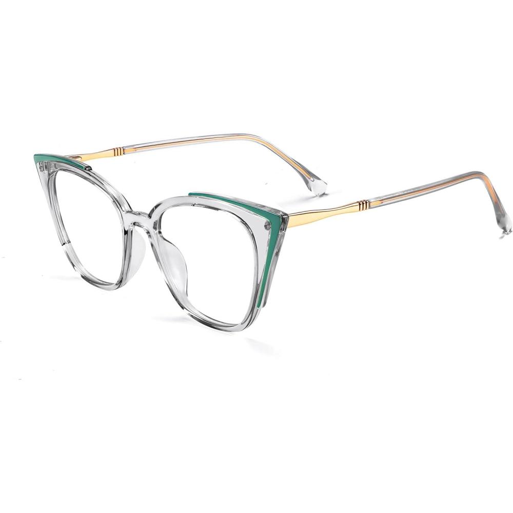 imageFEISEDY Oversized Cat Eye Glasses Frame Non Prescription Eyeglasses with Clear Lens Eyewear for Women Men B0066Grey