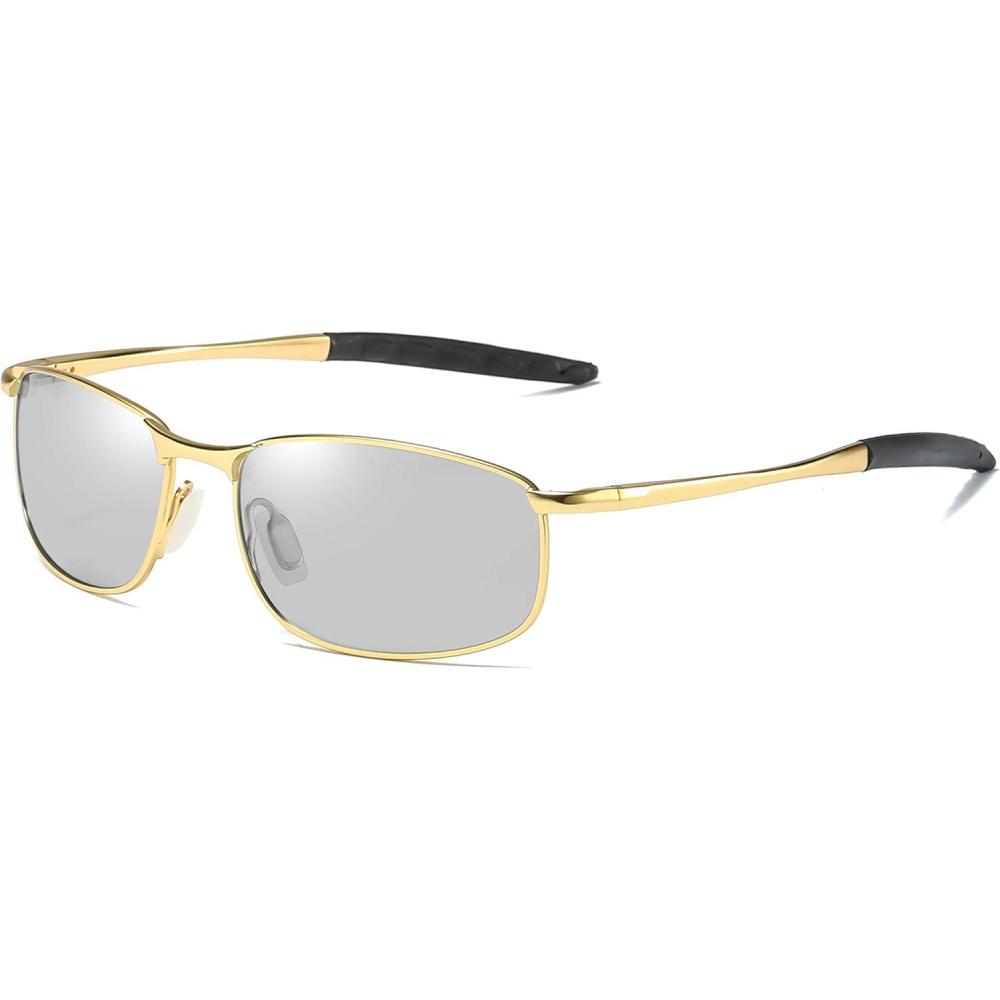 imageFEISEDY Photochromic Classic Polarized Sunglasses Driving Photosensitive Glasses B2444Gold