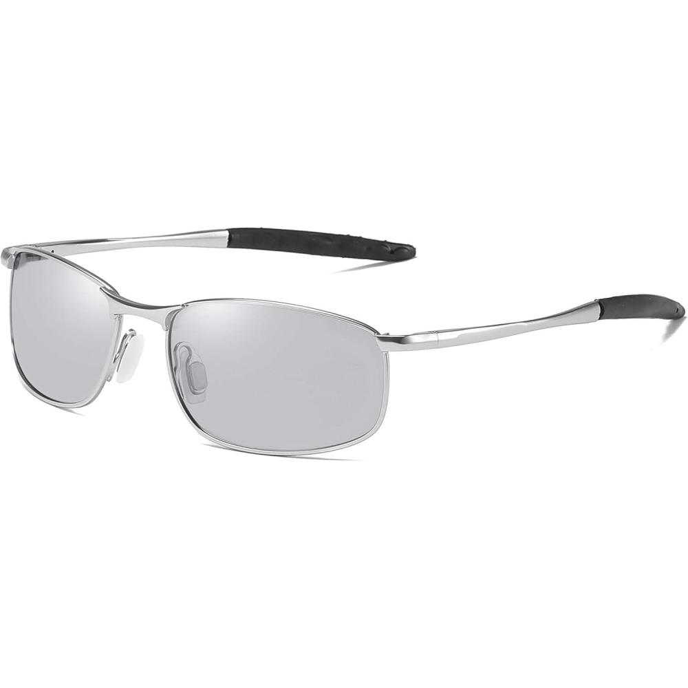 imageFEISEDY Photochromic Classic Polarized Sunglasses Driving Photosensitive Glasses B2444Sliver
