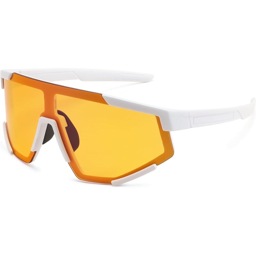imageFEISEDY Photochromic Sports Sunglasses for Men Women Night Vision Cycling Driving Running Glasses B0233White Framenight Vision Lens