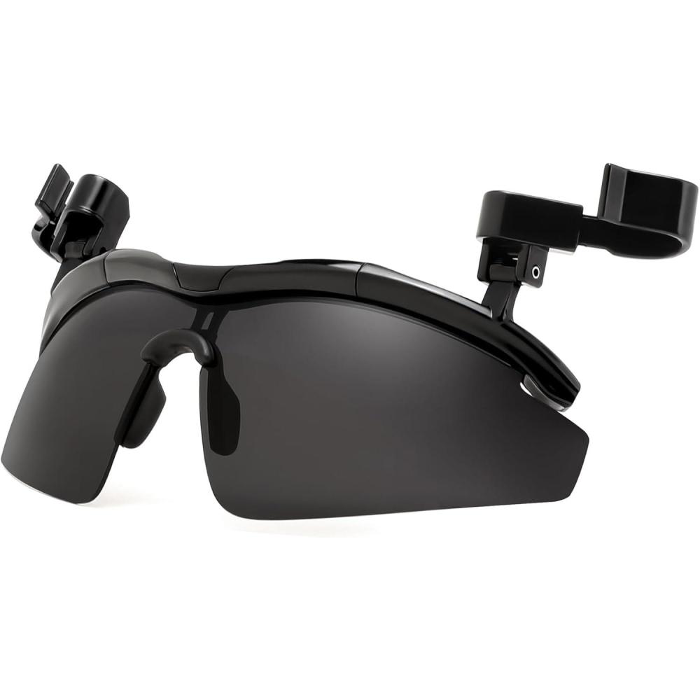 imageFEISEDY Polarized Clip On SunglassesClip Cap Sports SunglassUV400 Protection for Mens Womens Fishing Cycling Hiking B0356Black