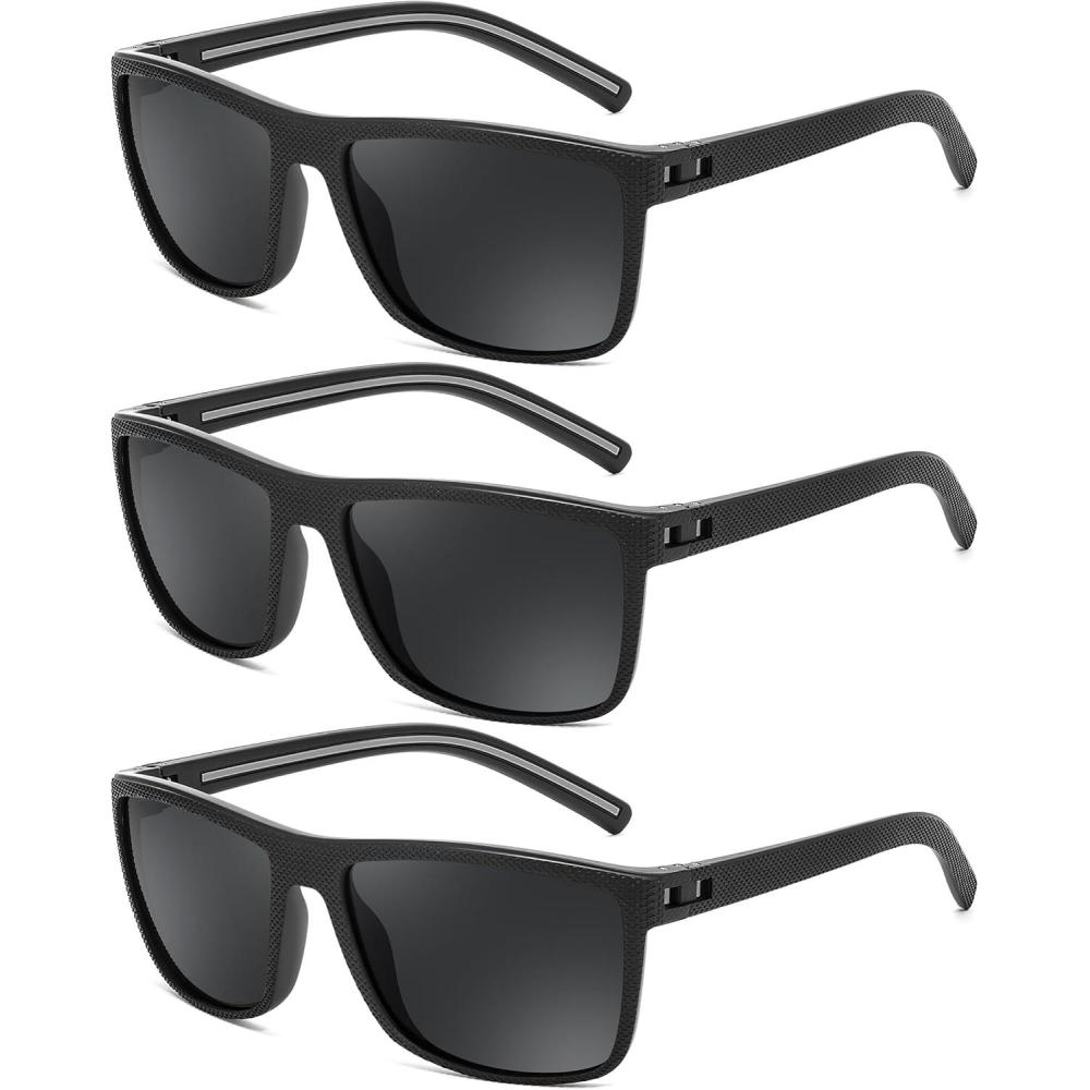 imageFEISEDY Polarized Sunglasses for Men and Women Lightweight Frame Sun Glasses with UV400 Protection for Driving Fishing B03013packblackblackblack