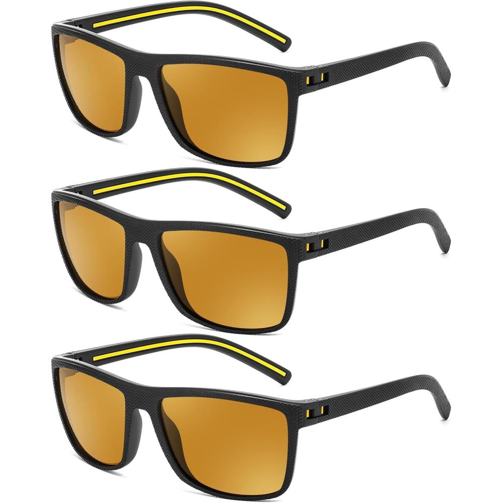 imageFEISEDY Polarized Sunglasses for Men and Women Lightweight Frame Sun Glasses with UV400 Protection for Driving Fishing B03013packdark Yellow