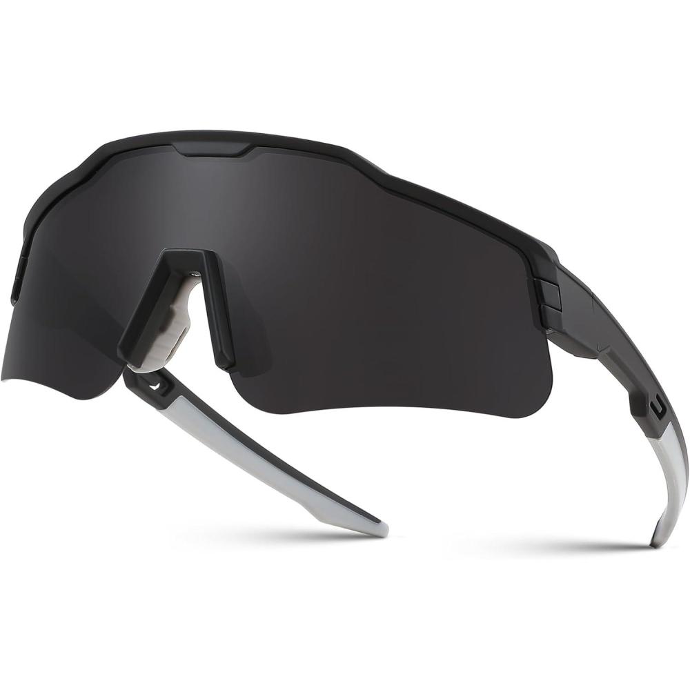 imageFEISEDY Polarized Youth Sports Sunglasses Teens Cycling Sunglasses Kids Sport Baseball Glasses for Boys Girls Age816 B0032Black FrameGray Lens