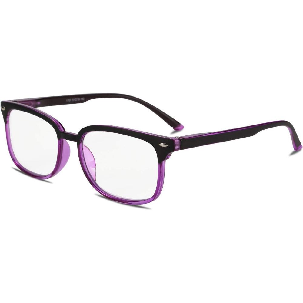 imageFEISEDY Progressive Multifocal Reading Glasses Blue Light Blocking Reader Glasses TR90 Frame Women Men B2497Blackpurple