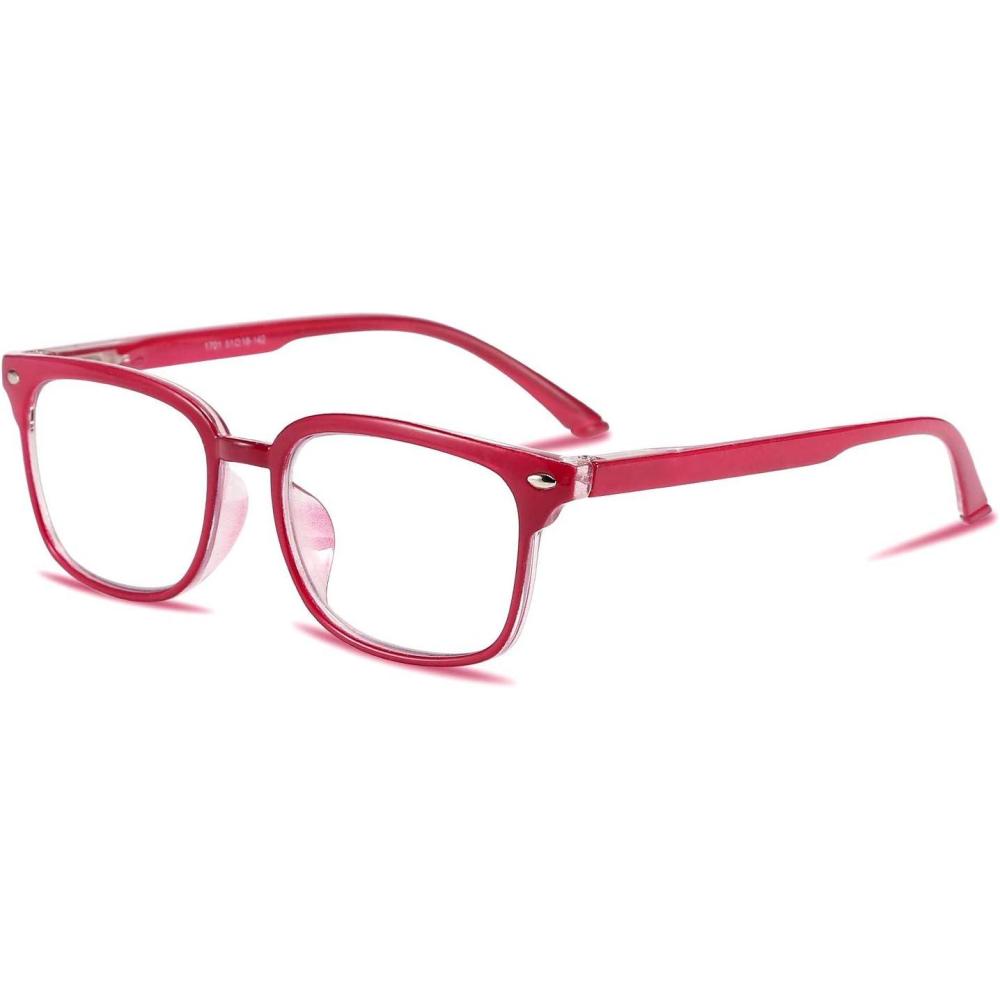 imageFEISEDY Progressive Multifocal Reading Glasses Blue Light Blocking Reader Glasses TR90 Frame Women Men B2497Red Clear