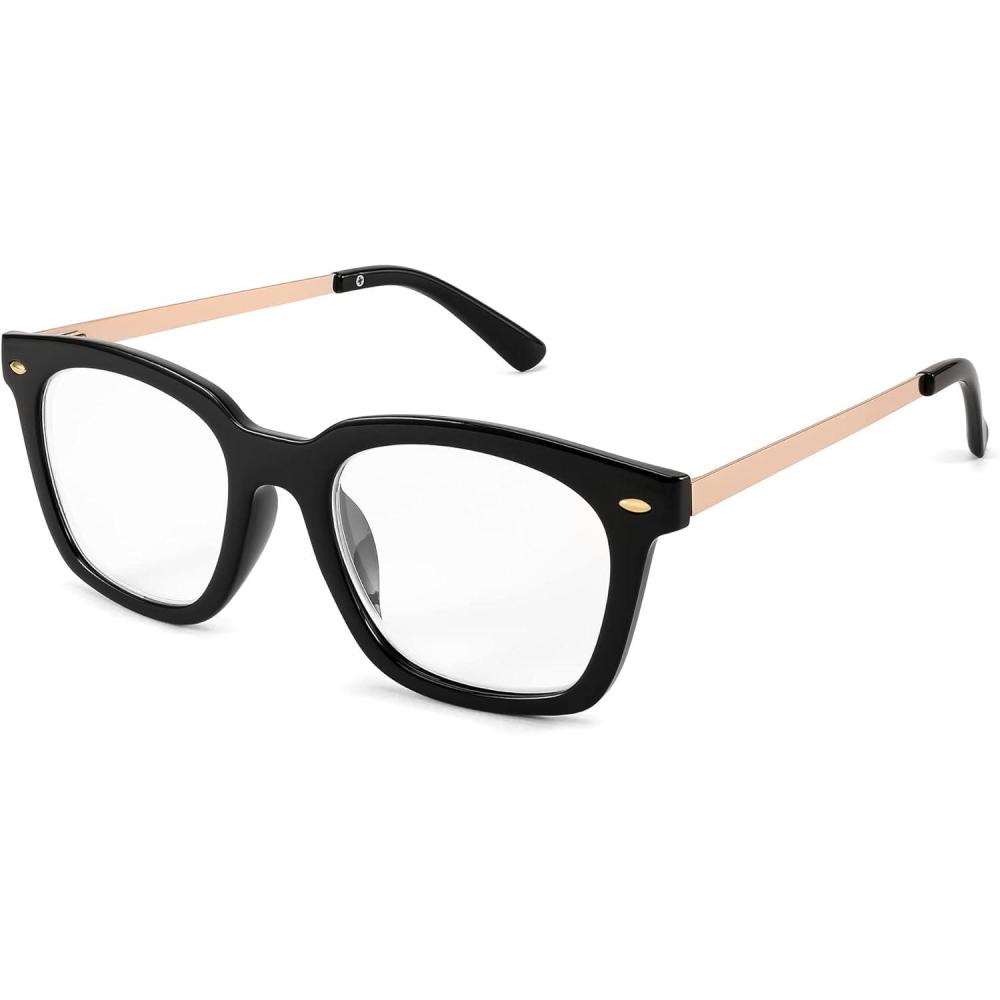 imageFEISEDY Reading Glasses Blue Light Blocking Square Oversized Glasses for Women and Men B4096Black