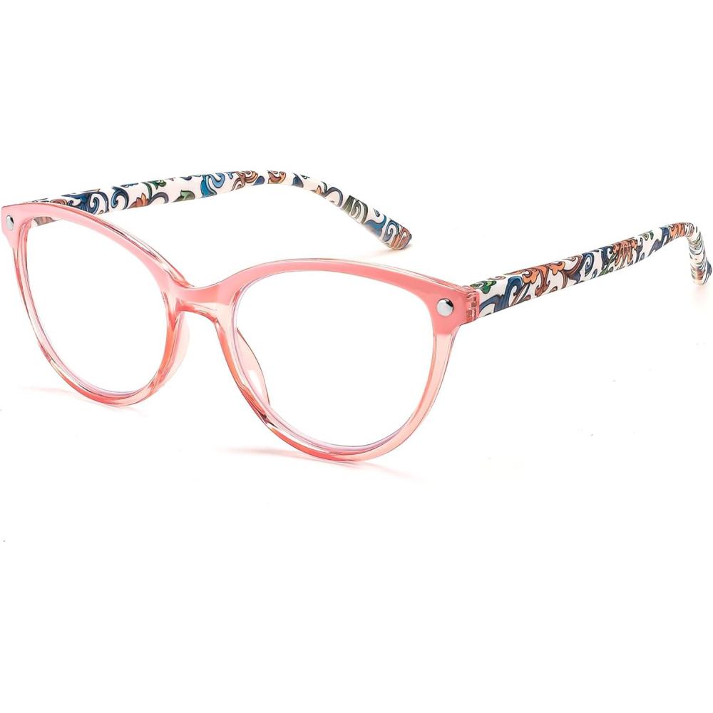 imageFEISEDY Reading Glasses Cat Eye Blue Light Blocking Readers Anti Eyestrain with Spring Hinge B0043Pink